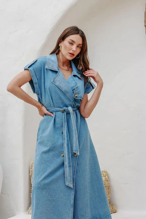 Chosen By Fifi & Annie The Basic Denim Trench Vest | Blue Denim