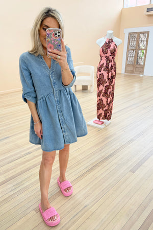 Chosen By Fifi & Annie Mava Denim Mini Dress | Mid Blue