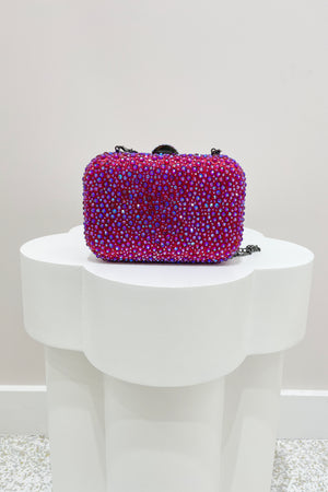 Olga Berg Casey Hotfix Clutch | Fuchsia