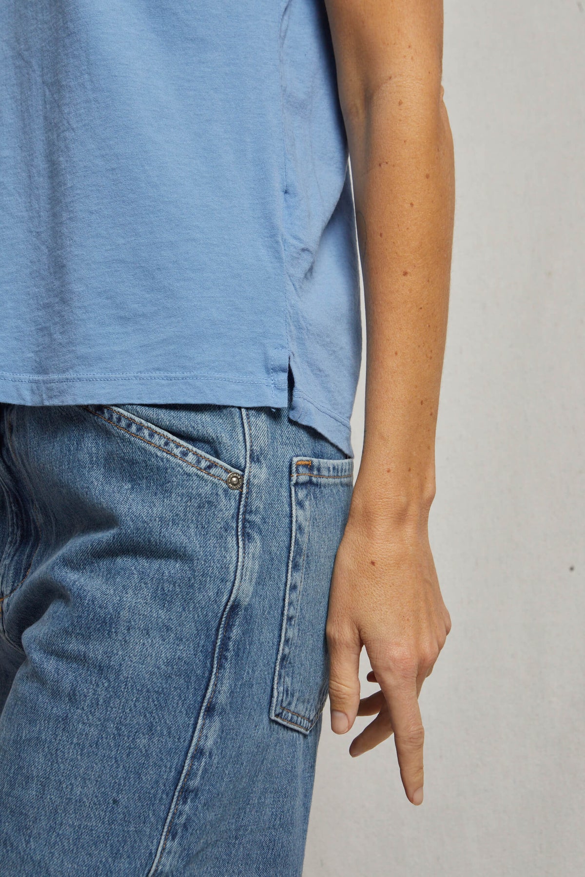 Perfect White Tee Margot Cotton Sleeveless V neck Tee | Carolina Blue