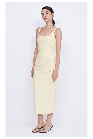 Bec + Bridge Karina Tuck Midi Dress | Butter Yellow