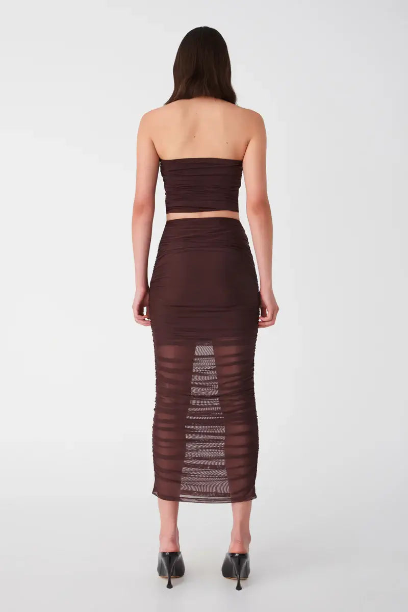 Misha Avane Mesh Skirt | Chocolate