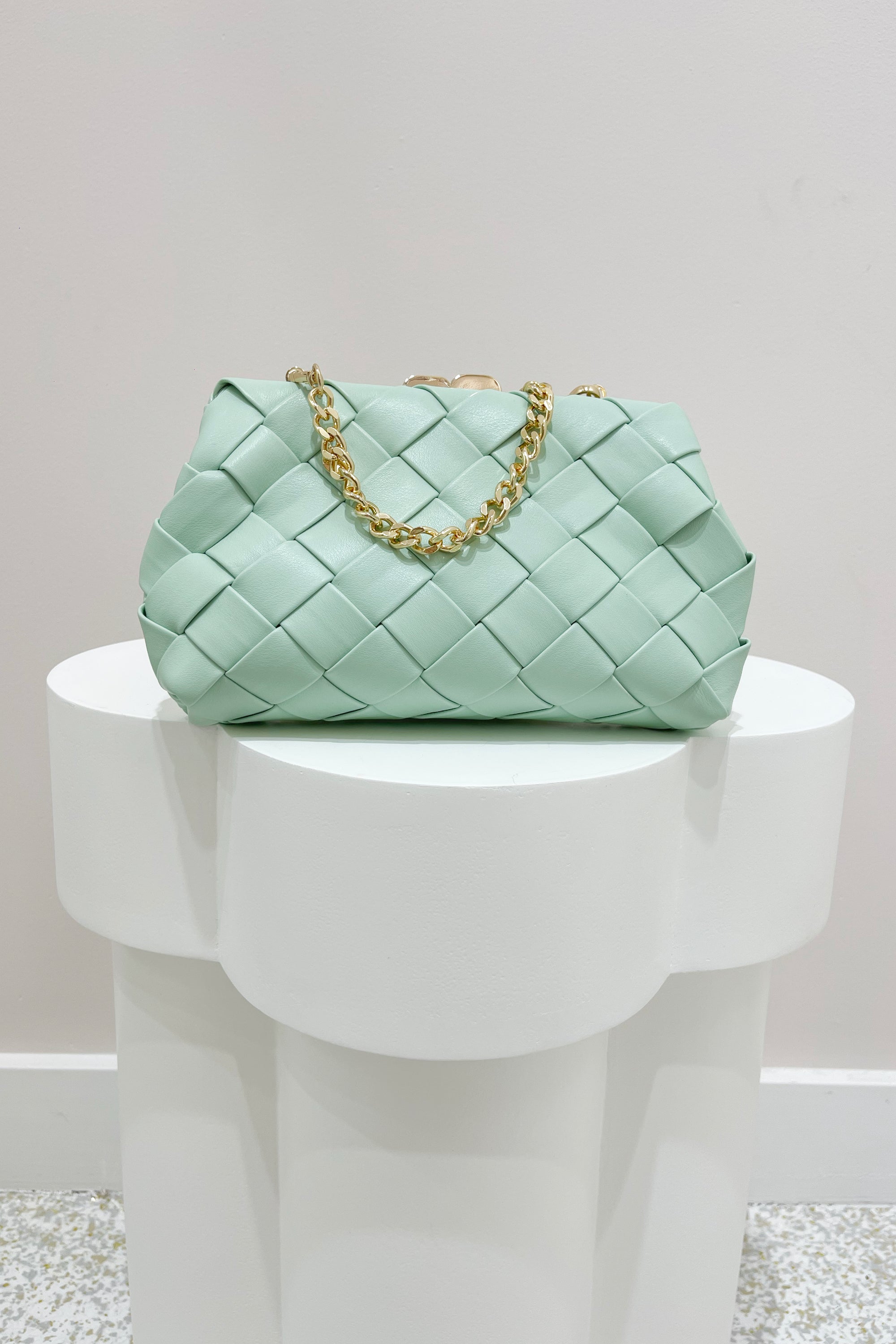 Olga Berg Quinn Woven Clutch | Mint