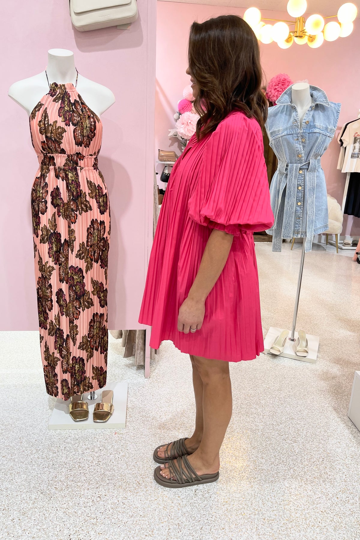 Sovere Oz Pleated Smock Dress | Cerise