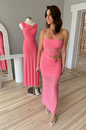 Bec + Bridge Iona Strapless Dress | Grapefruit Pink