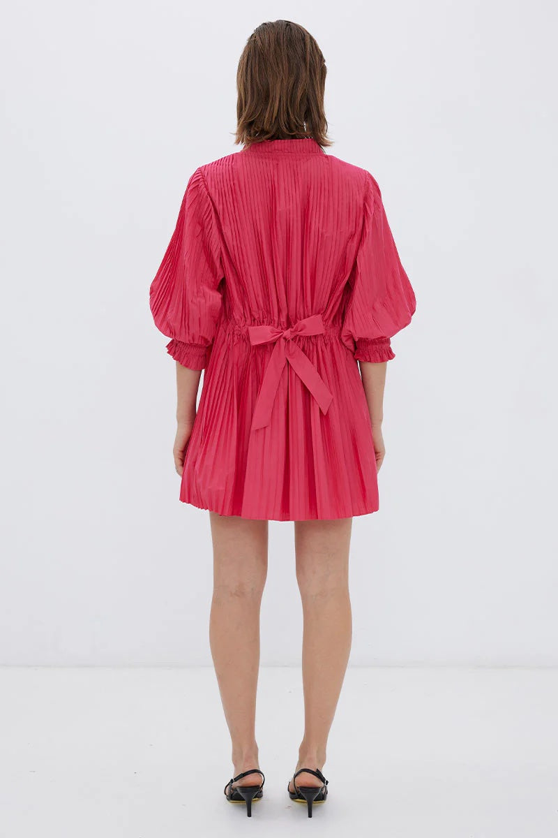 Sovere Oz Pleated Smock Dress | Cerise