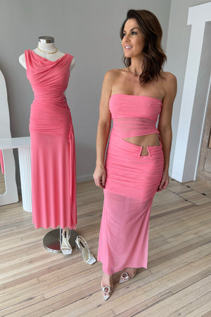 Bec + Bridge Iona Strapless Dress | Grapefruit Pink