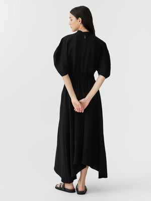 Bassike Viscose Linen High Neck Dress | Black
