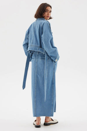 Sovere Theory Crop Denim Trench | Blue