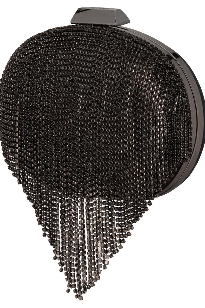 Olga Berg Bria Crystal Fringed Bag | Black