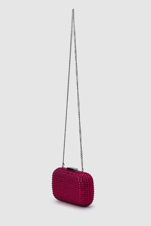 Olga Berg Casey Hotfix Clutch | Fuchsia