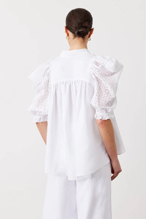 Joslin Sienna Linen Cotton Broderie Shirt | Optical White