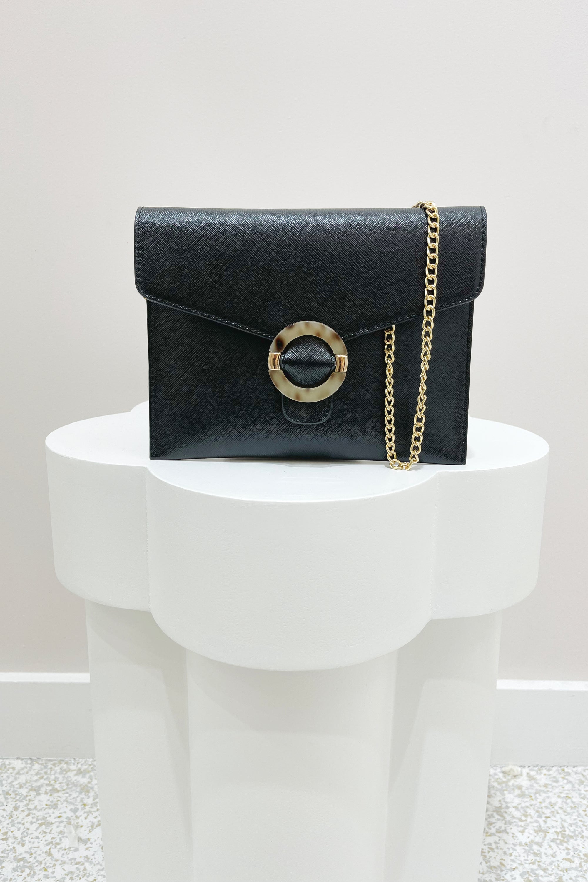 Olga Berg Tiana Buckle Trimmed Bag Black