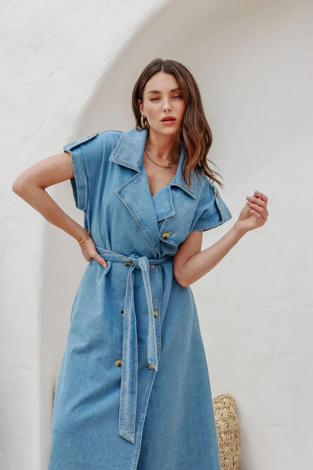 Chosen By Fifi & Annie The Basic Denim Trench Vest | Blue Denim