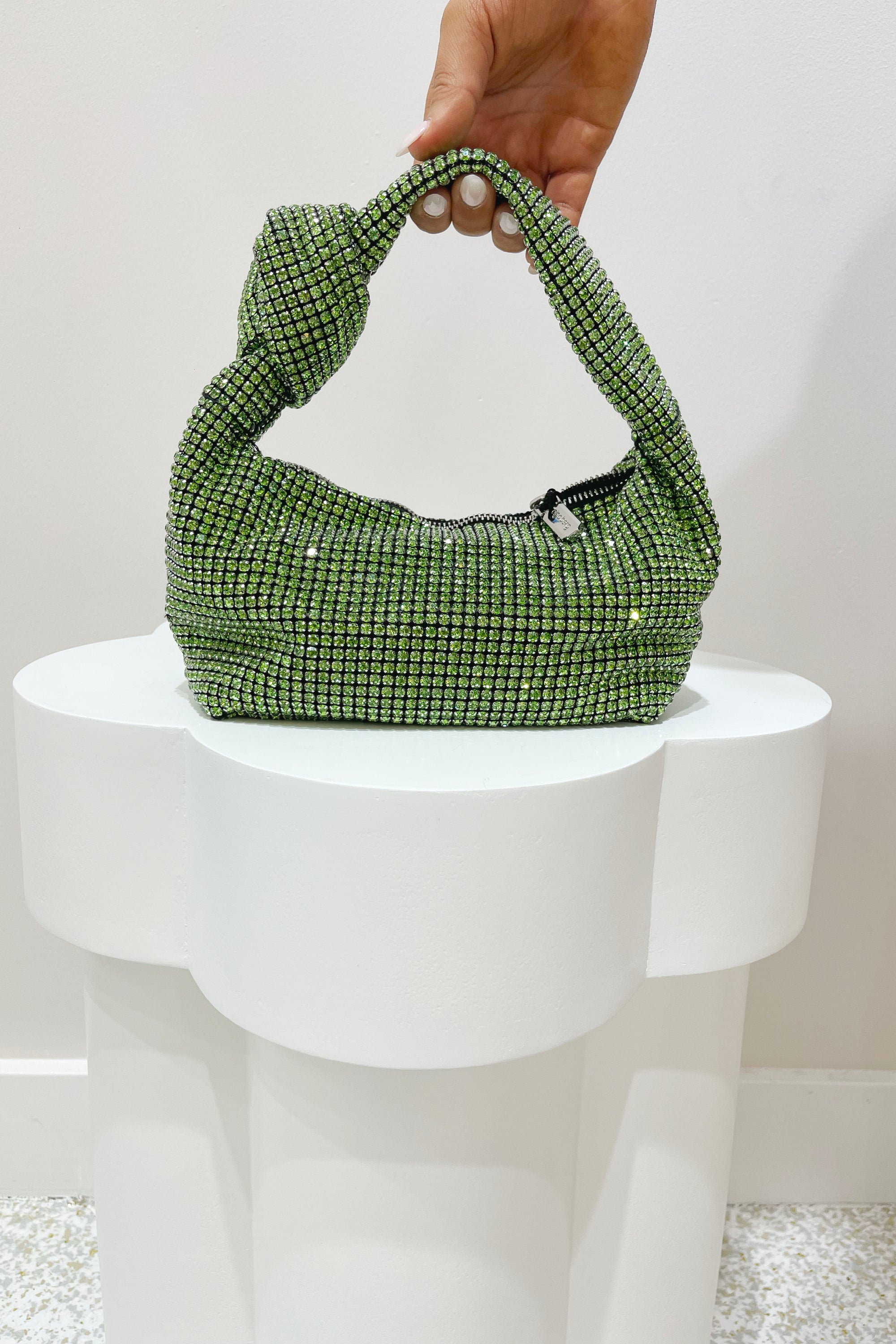 Olga Berg Crystal Shoulder Bag | Green