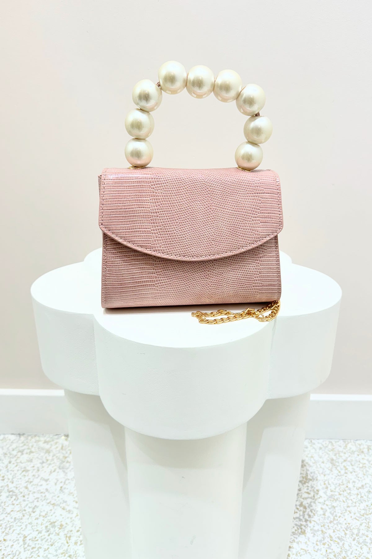 Olga Berg Peta Pearl Handle Bag | Pink