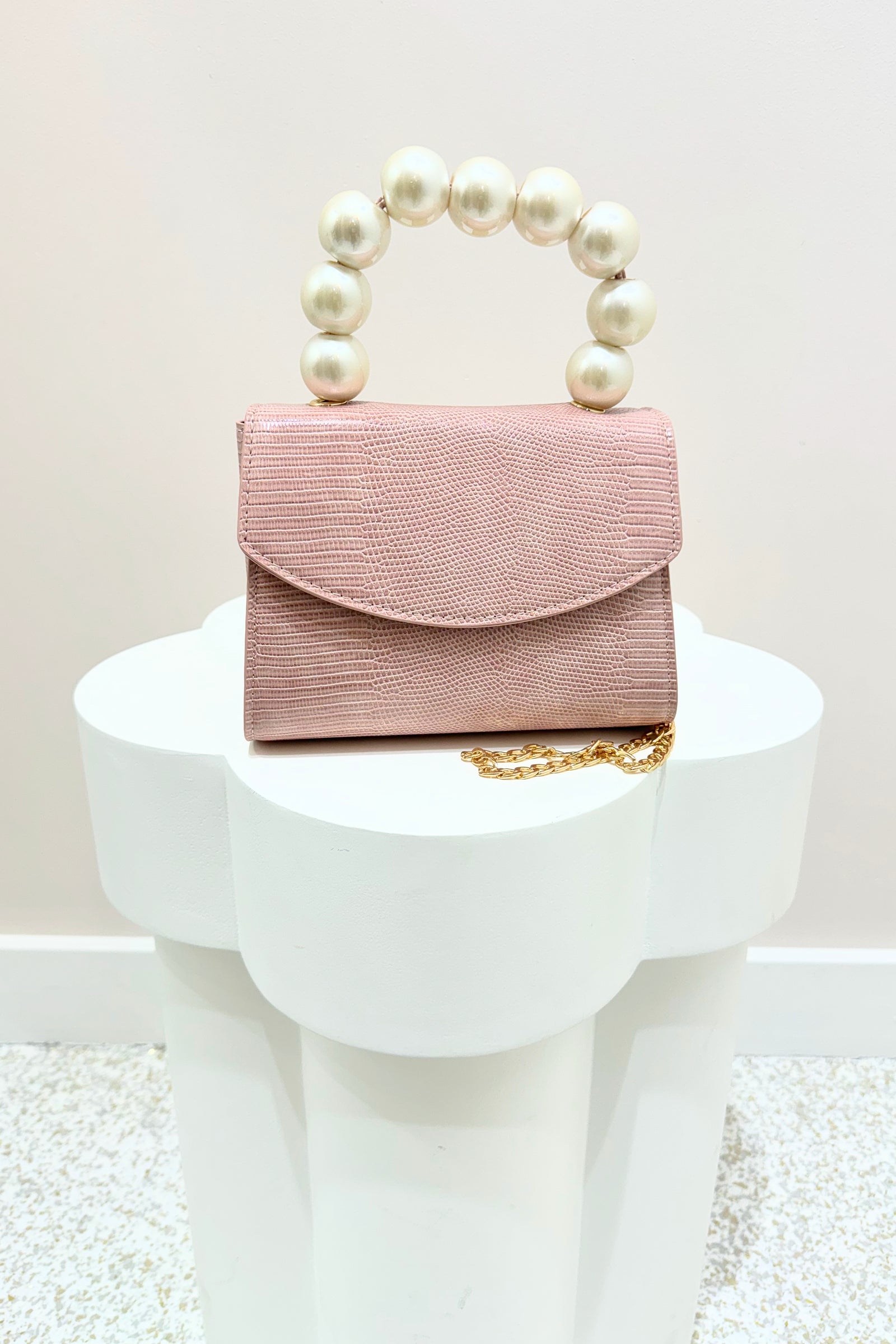 Olga Berg Peta Pearl Handle Bag | Pink