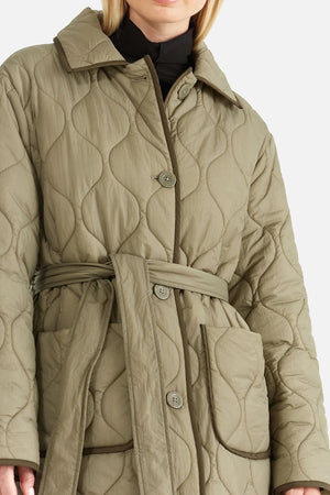 Ena Pelly Louise Quilted Puffer Jacket | Khaki