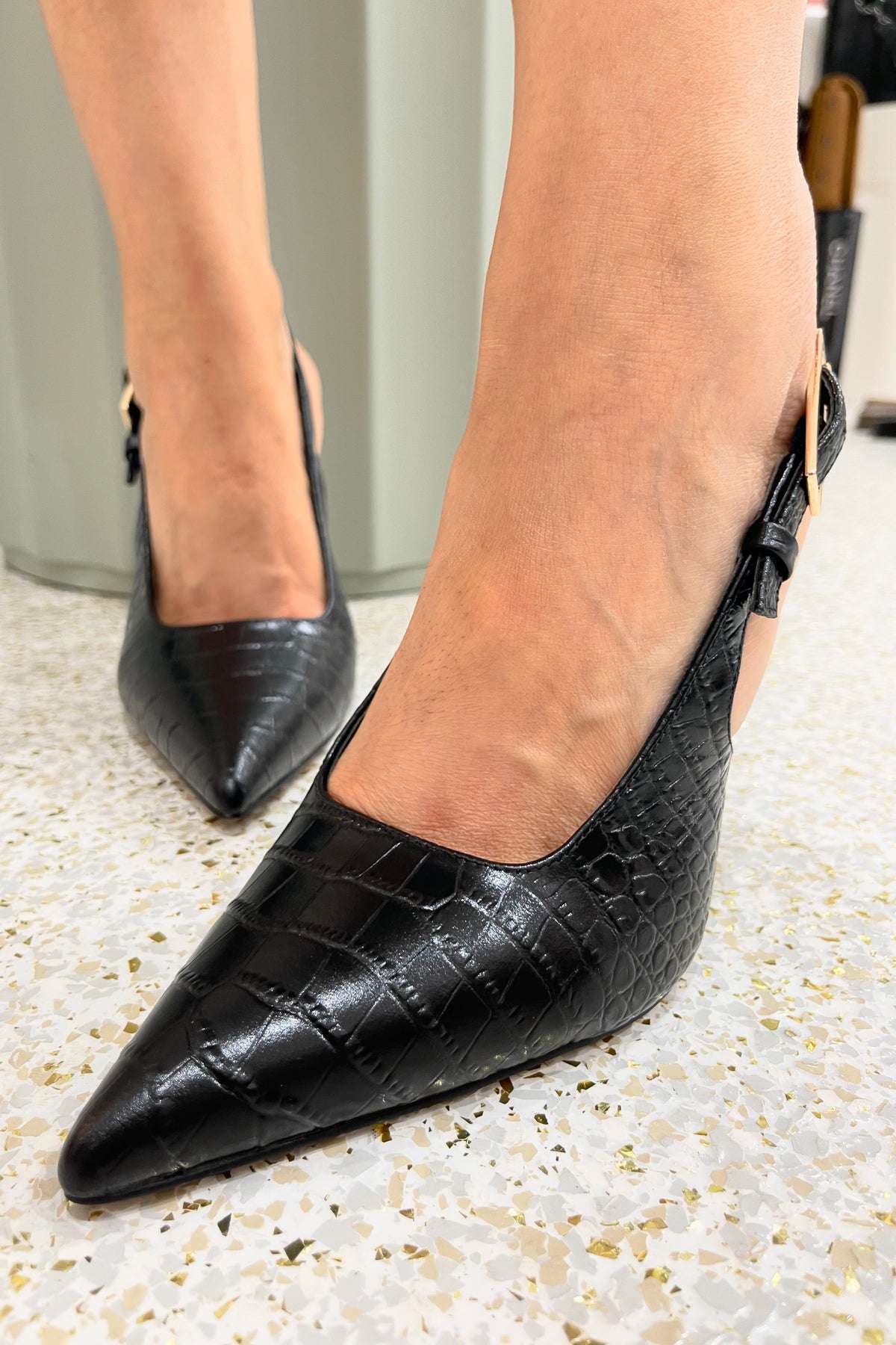 By Lana Wilkinson Phoebe Sling Back Heel | Black