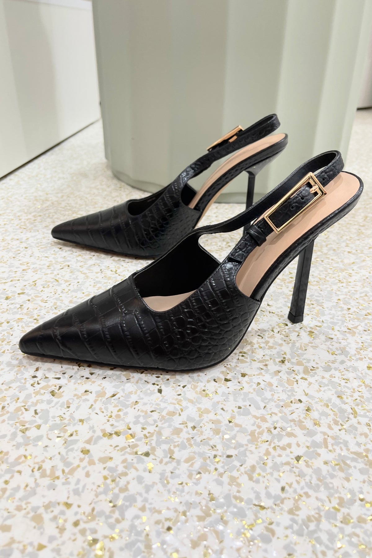 By Lana Wilkinson Phoebe Sling Back Heel | Black