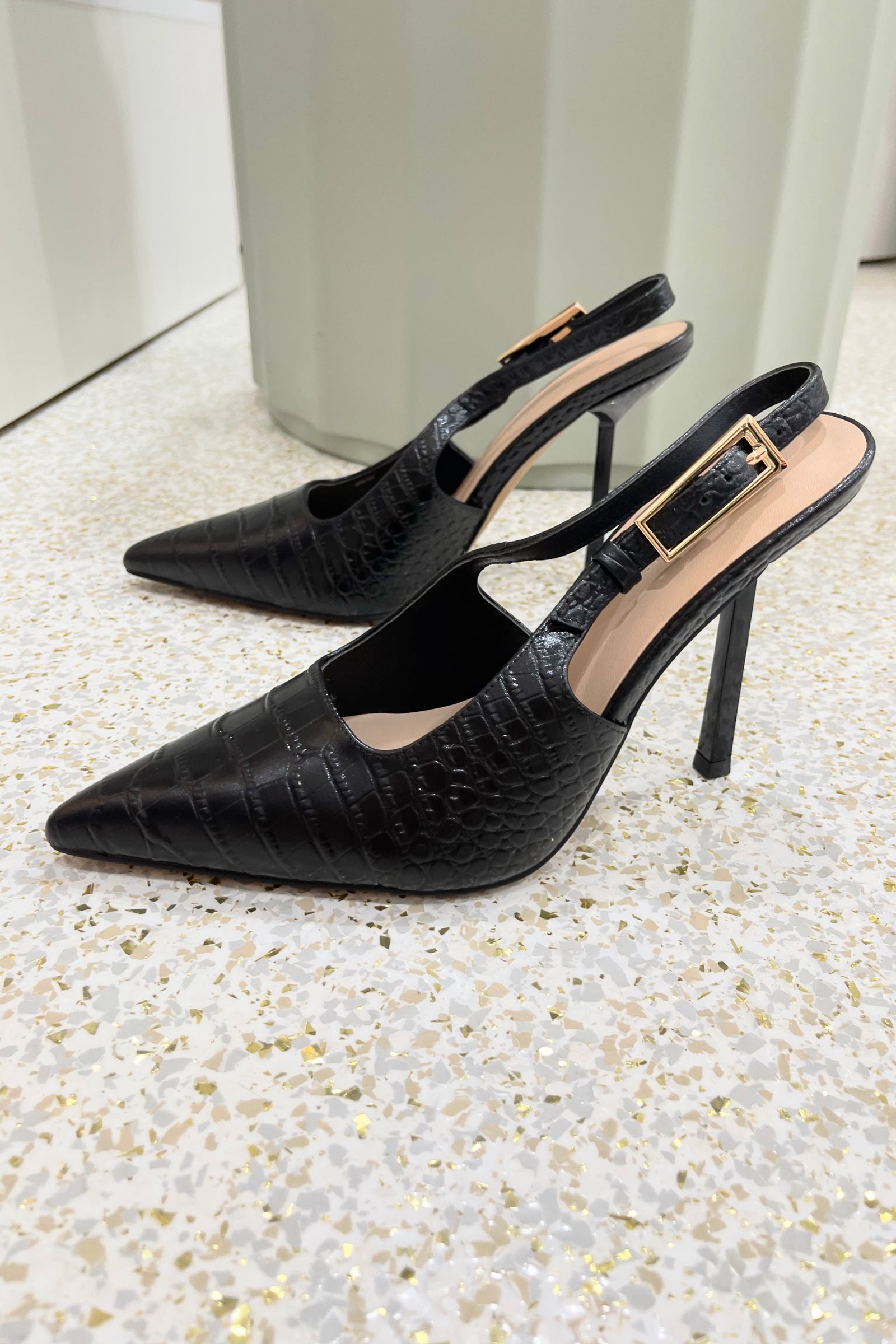 By Lana Wilkinson Phoebe Sling Back Heel | Black