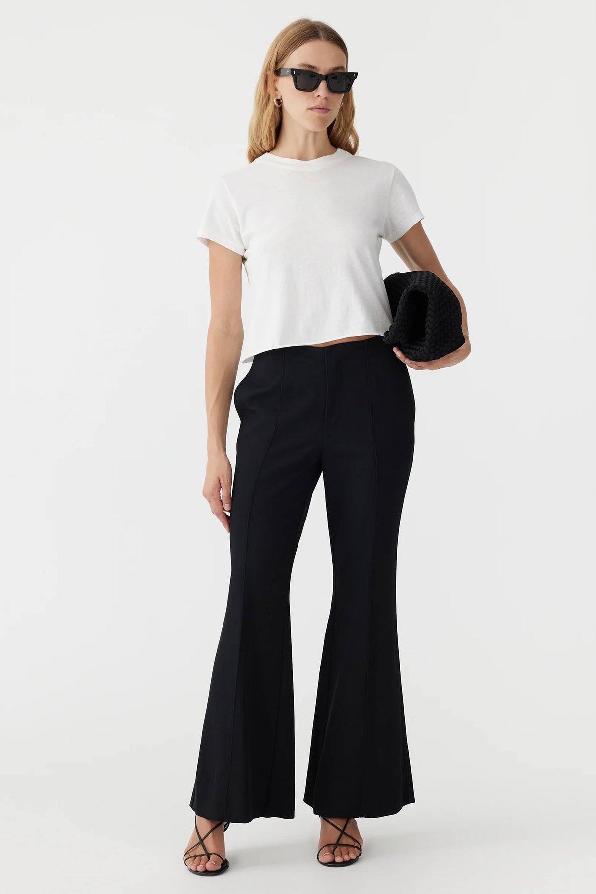 Bassike Viscose Twill Flared Pant | Black