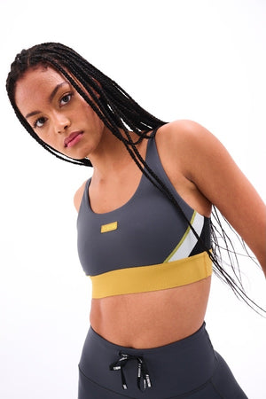 P.E Nation Ricochet Sports Bra | Dark Shadow