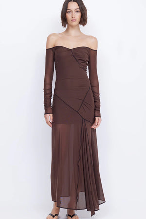 Bec + Bridge Isadora Long Sleeve Dress | Chocolate / Black