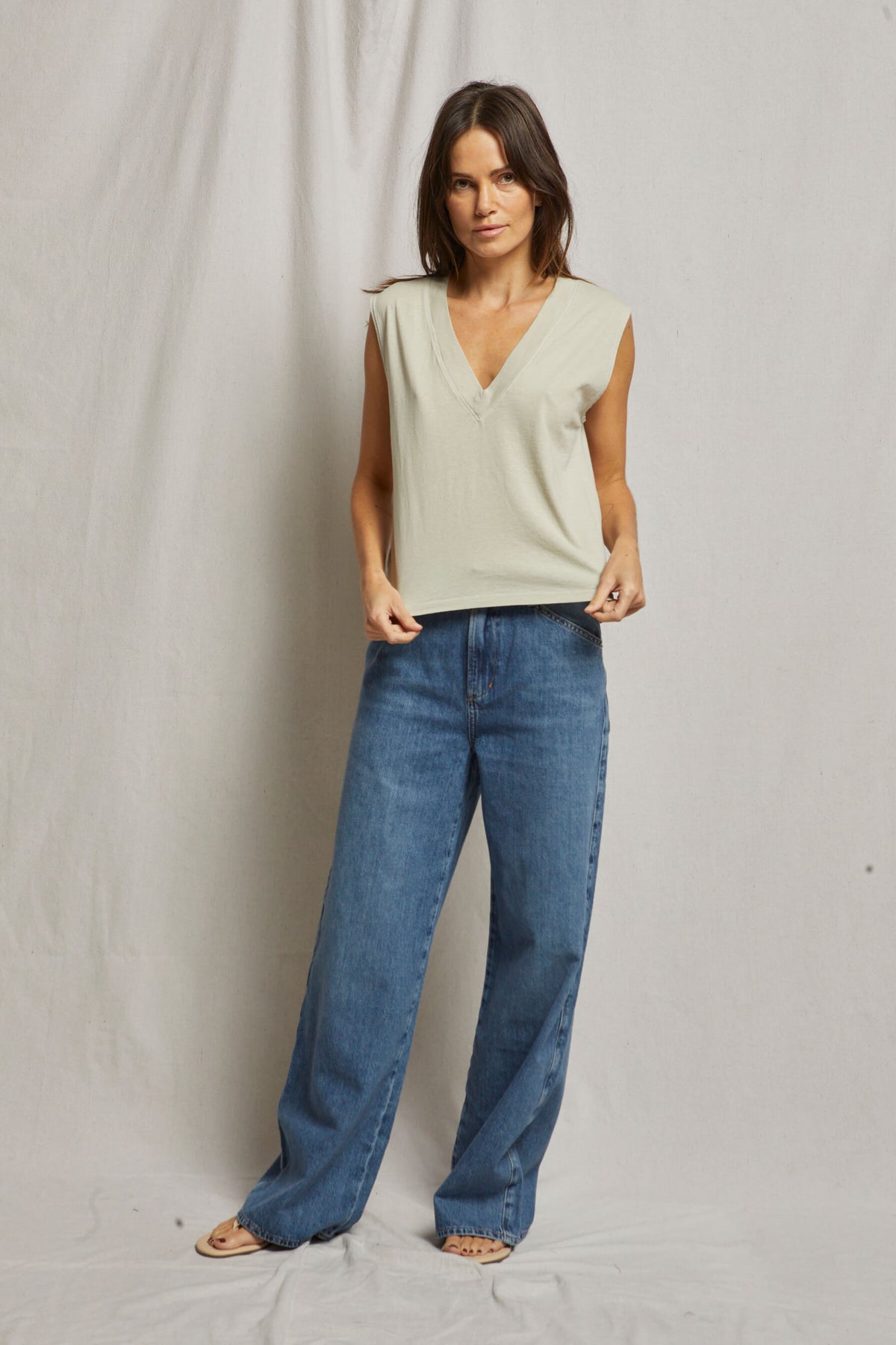 Perfect White Tee Margot Cotton Sleeveless V neck Tee | Paris Rain