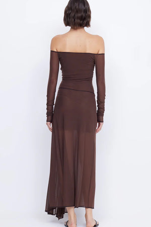 Bec + Bridge Isadora Long Sleeve Dress | Chocolate / Black