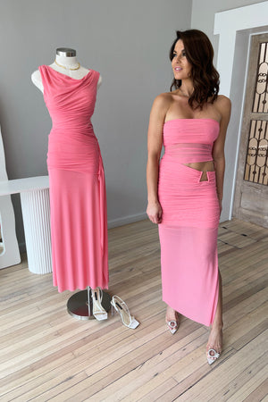 Bec + Bridge Iona Strapless Dress | Grapefruit Pink