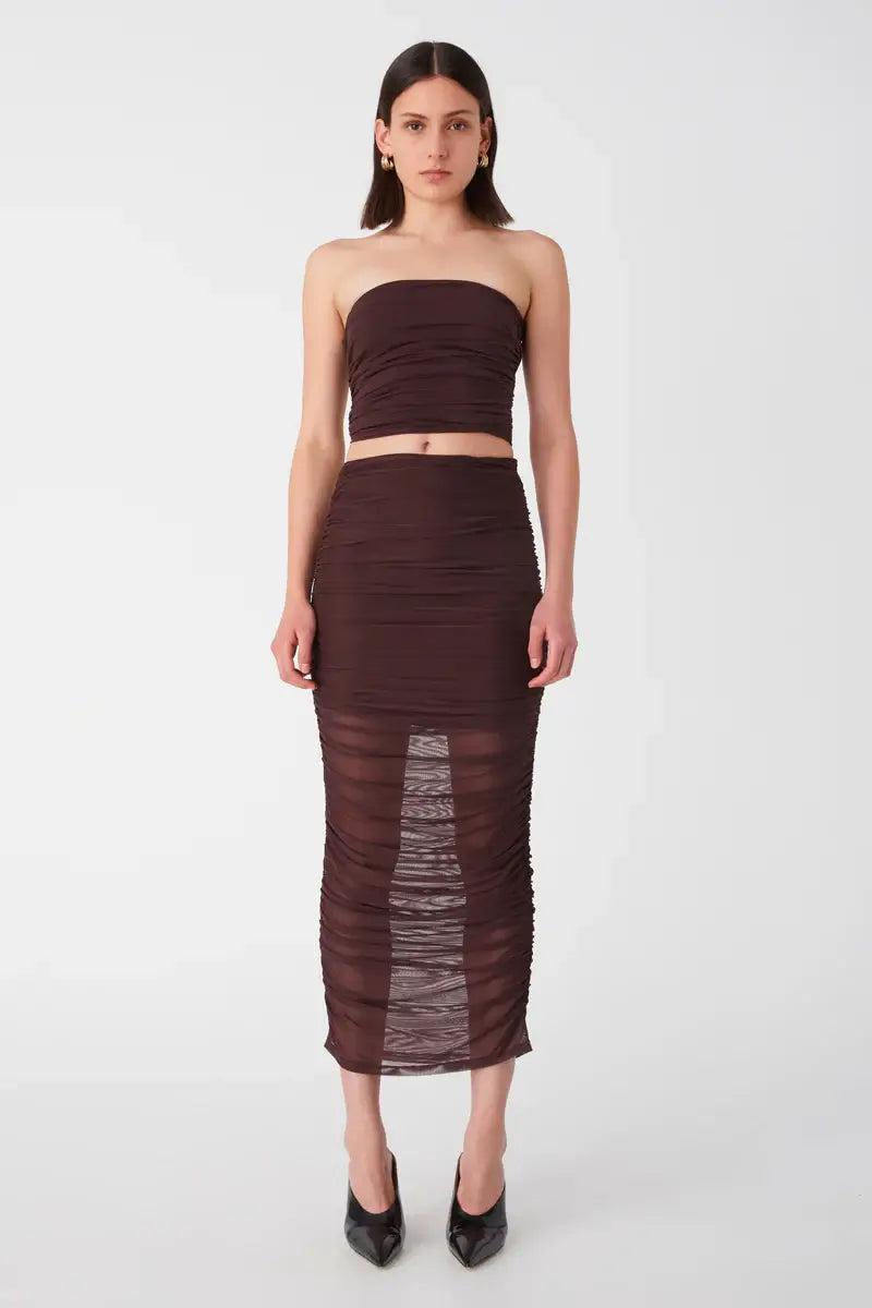 Misha Charlotte Mesh Top | Chocolate