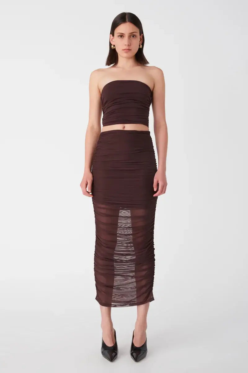Misha Avane Mesh Skirt | Chocolate