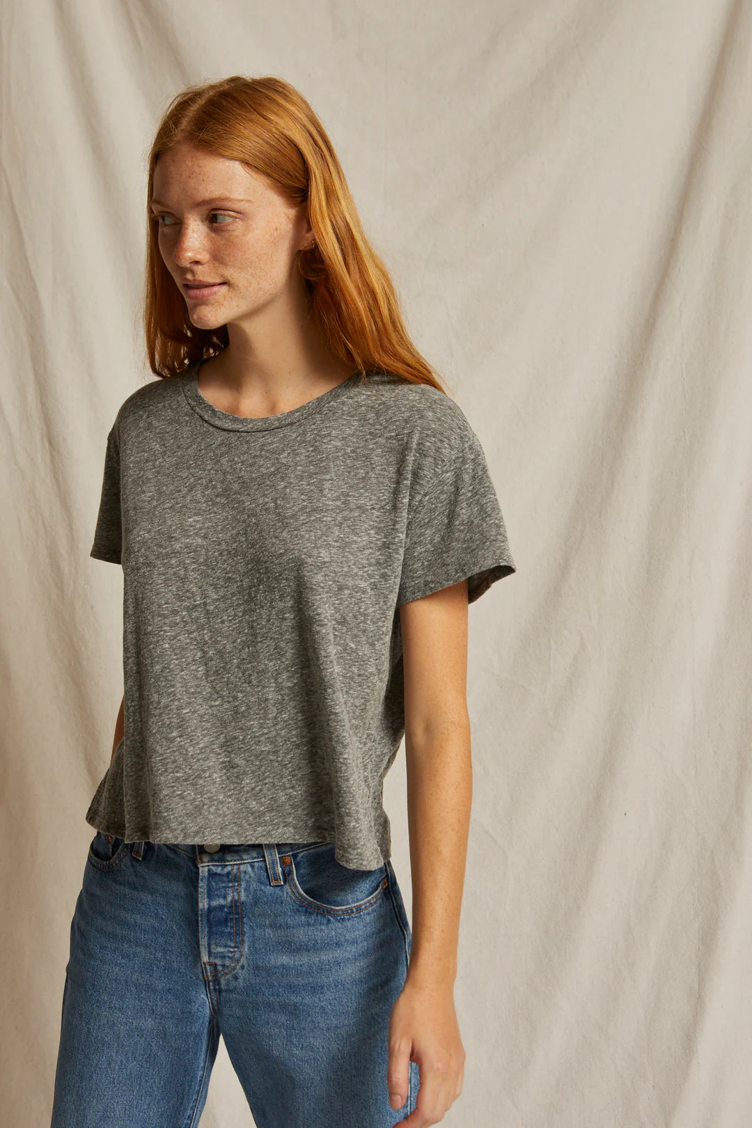 Perfect White Tee Harley Boxy Crew Tee | Heather Grey