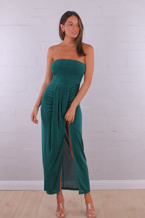 Chosen By Fifi & Annie Sway My Way Strapless Midi Dress | Emerald