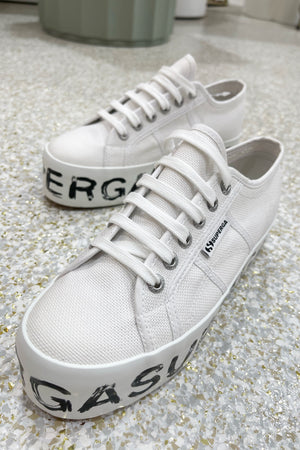 Superga 2790 Platform Paint Lettering White Black Fifi Annie Boutique