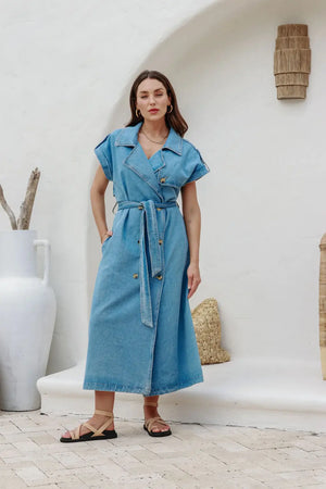 Chosen By Fifi & Annie The Basic Denim Trench Vest | Blue Denim