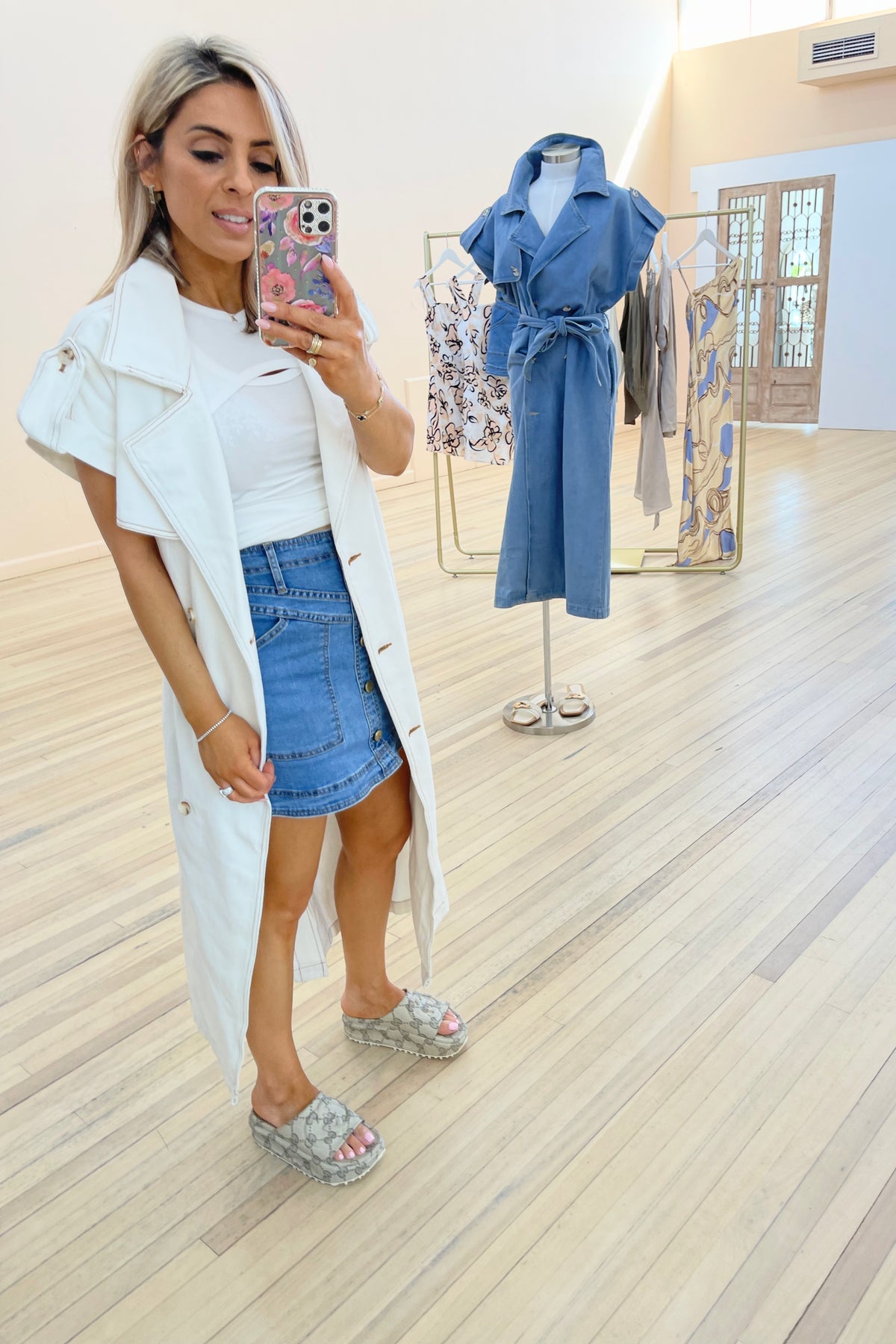 Chosen By Fifi & Annie The Basic Denim Trench Vest | White Denim