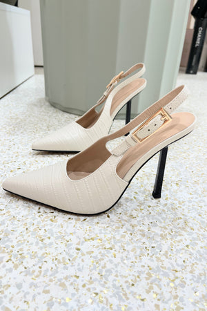 By Lana Wilkinson Phoebe Sling Back Heel | Ivory