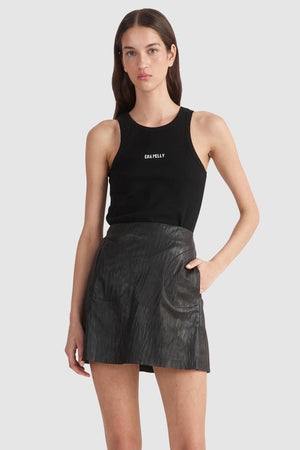 Ena Pelly Hazel Leather Mini Skirt | Black