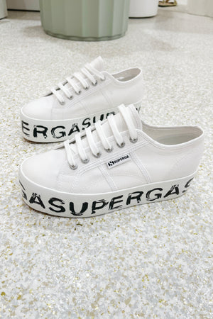 Superga 2790 Platform Paint Lettering | White/ Black