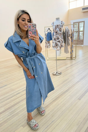 Chosen By Fifi & Annie The Basic Denim Trench Vest | Blue Denim