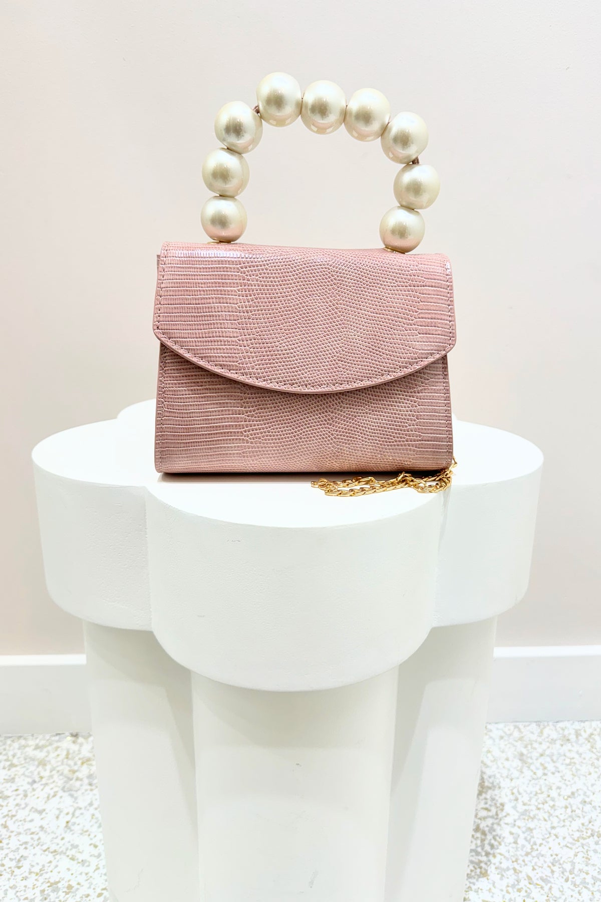 Olga Berg Peta Pearl Handle Bag | Pink