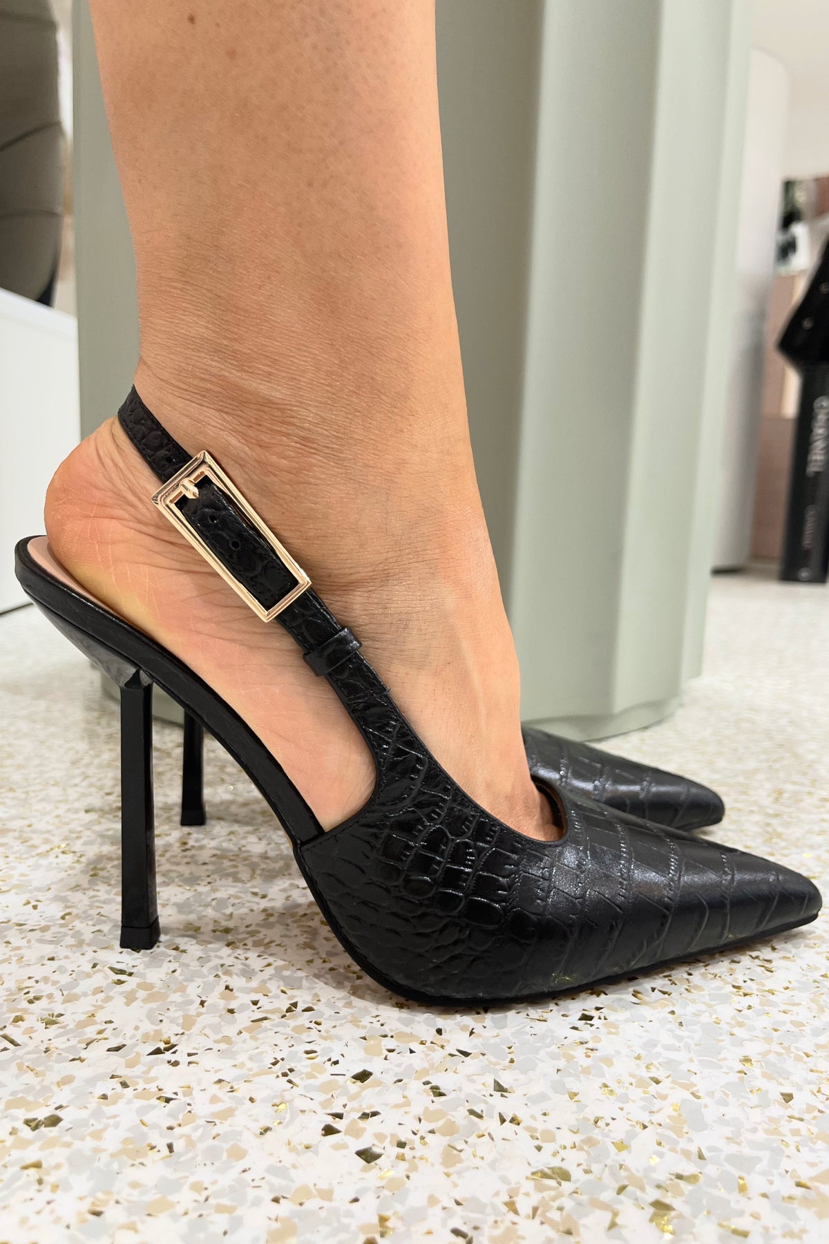 By Lana Wilkinson Phoebe Sling Back Heel | Black