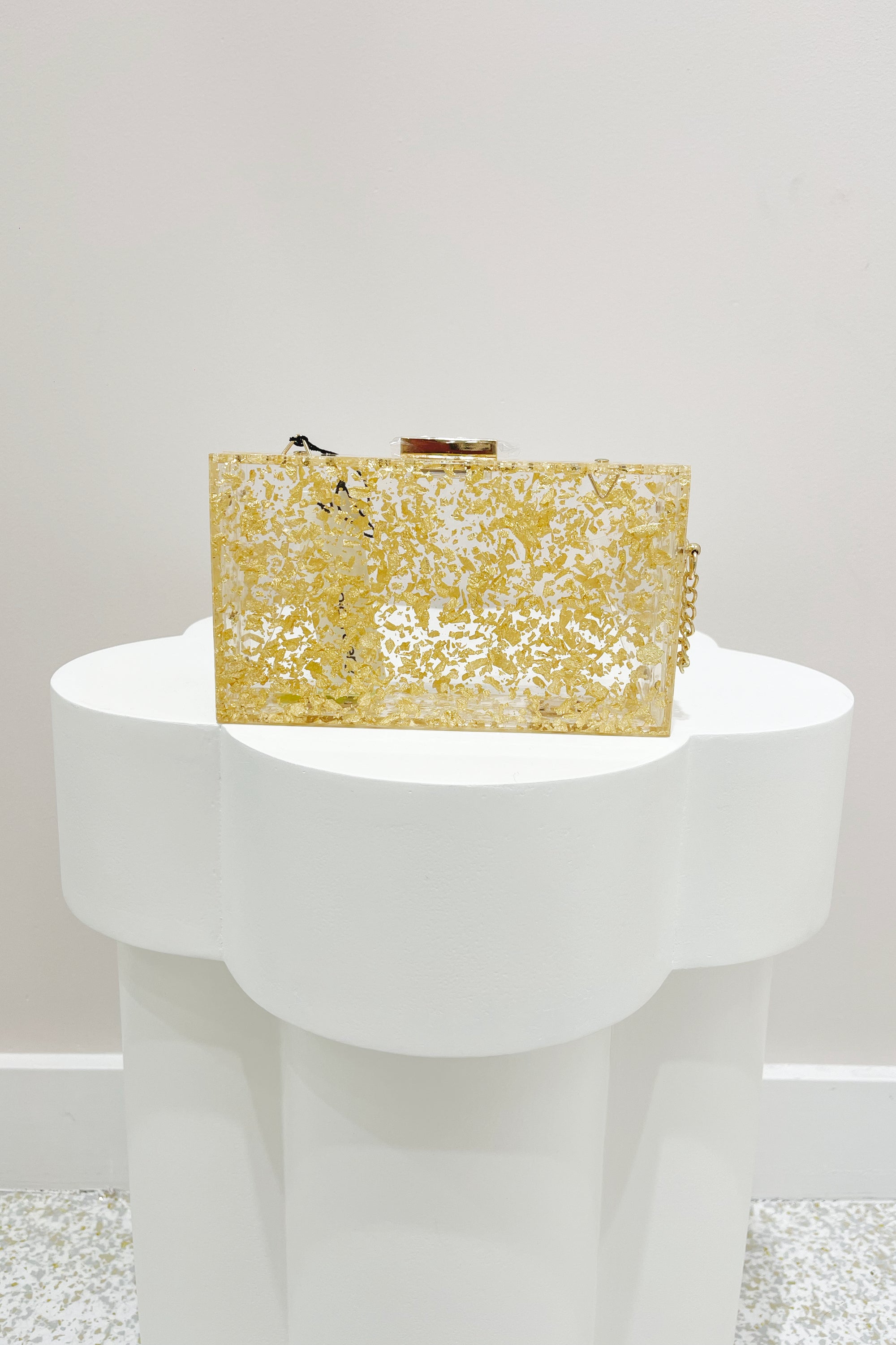 Olga Berg Carmella Metallic Foil Box Clutch | Gold