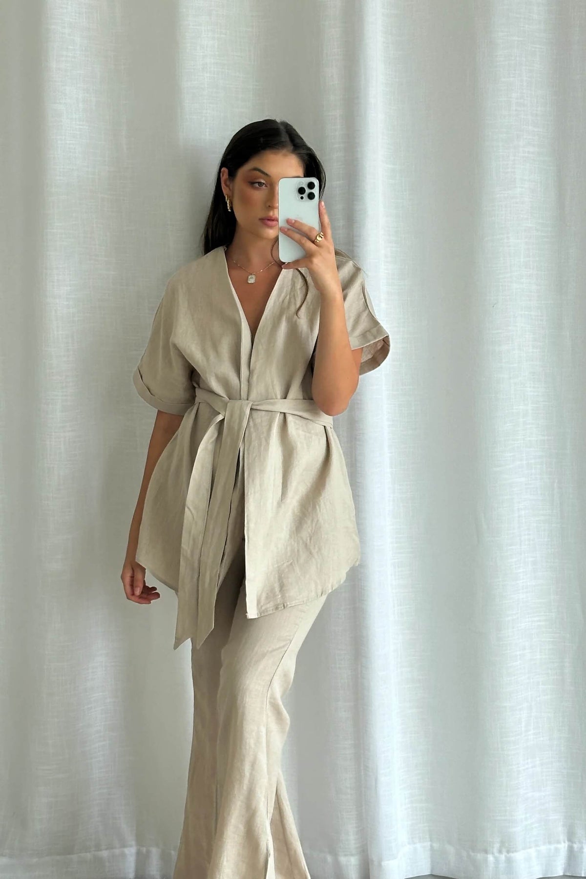 Chosen By Fifi & Annie The Basic Linen Wrap Me Up Vest | Natural