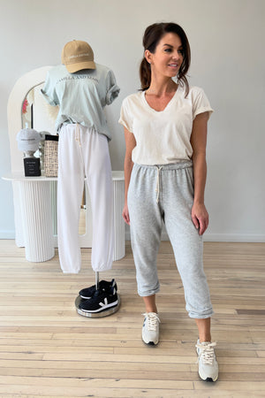 Perfect White Tee Johnny French Terry Sweatpant | Heather Grey || BEST SELLER / RESTOCKED