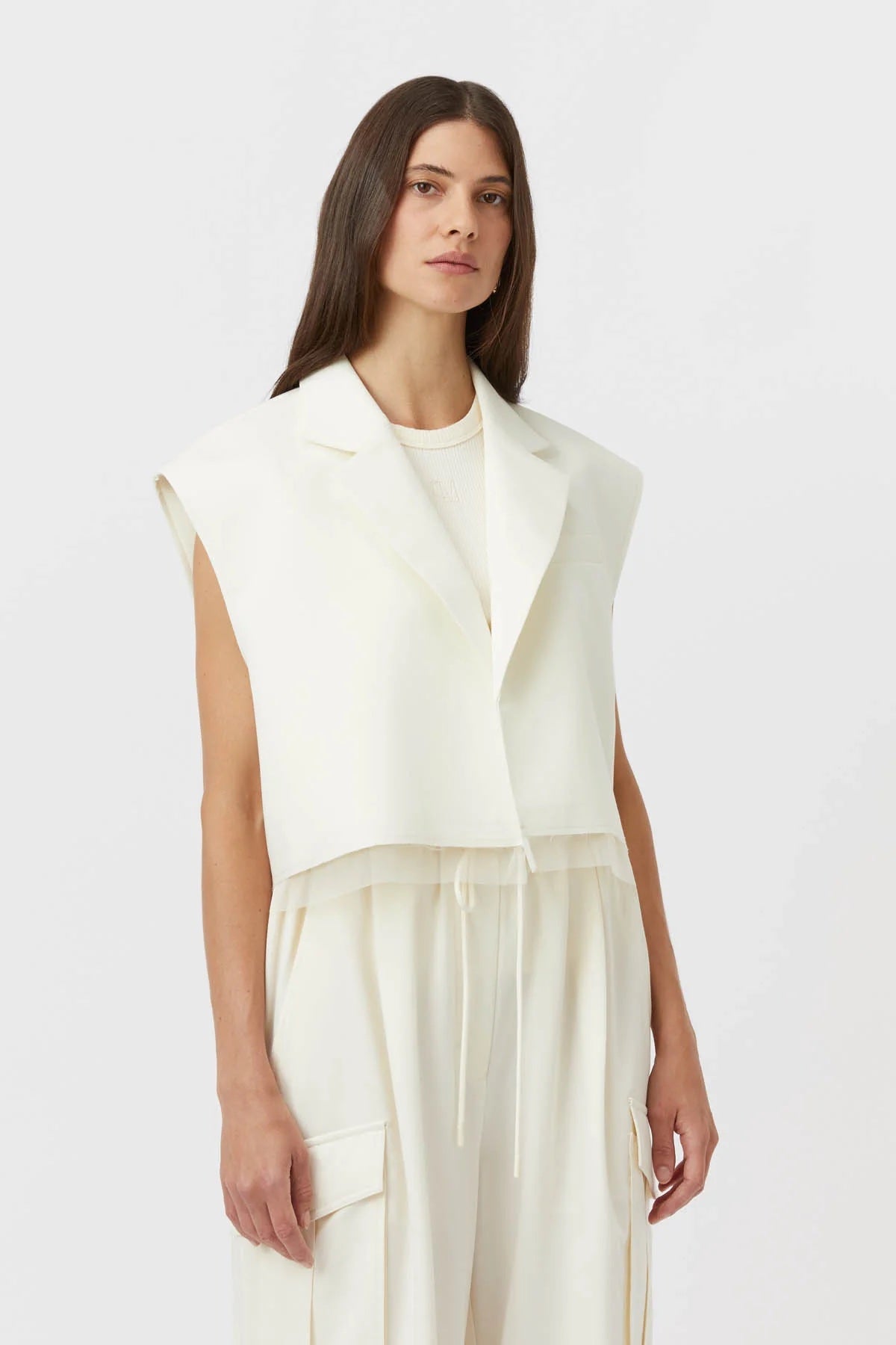 C&M Camilla & Marc Archer Cropped Blazer Vest | Cream
