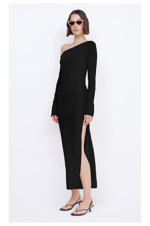 Bec + Bridge Fae Asymmetric Long Sleeve Dress | Black