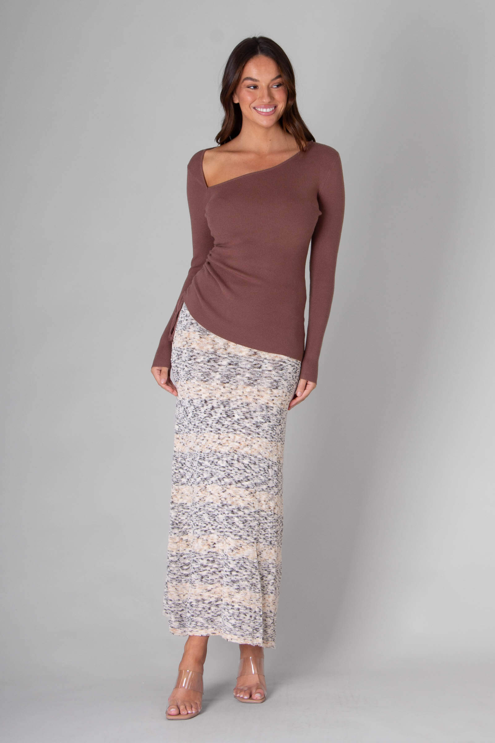 Chosen By Fifi & Annie The Asymmetrical Long Sleeve Knit | Coco BEST SELLER NEW COLOUR